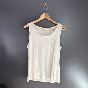 Banana Republic Women Cream Tank Top with Satin Collar Accent Size Medium